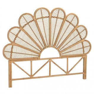Kally - Tête De Lit Demi-lune 140/160cm 'fleur' Rotin Couleur Brun Miel