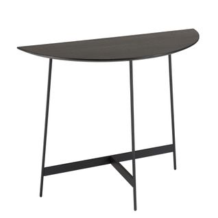 Daly - Console Demi-lune En Bois Noire 83x35cm Piètement Métal