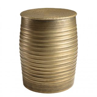 Honore - Table D'appoint Alu L33cm H45cm Couleur Laiton Foncé à Motifs