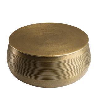 Honore - Table Basse Ronde Alu. 70x70cm Pied Strié Couleur Laiton