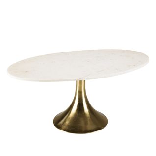 James - Table Basse 100x56cm Plateau Marbre Pied Évasé Doré