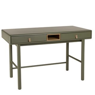 Ethan - Bureau 2 Tiroirs Et 1 Niche En Bois Naturel Vert