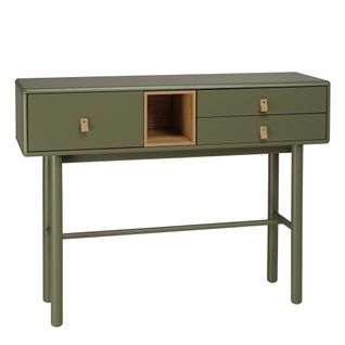 Ethan - Console 3 Tiroirs Et 1 Niche En Bois Naturel Vert