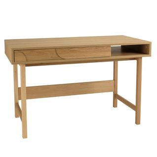 Ethan - Bureau Bois 1 Tiroir Décor Motif Arrondi Couleur Naturelle