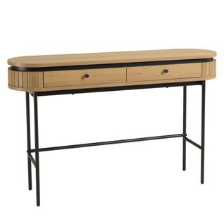 Ethan - Console Arrondie Bois 2 Tiroirs Couleur Naturelle