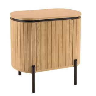 Charlie - Table De Chevet Bois 1 Porte Style Rétro Pin Marron