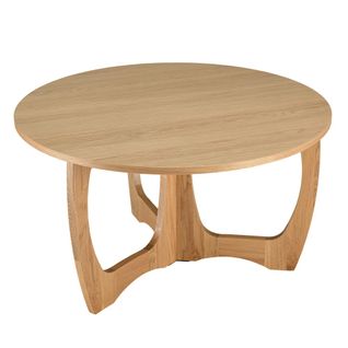 Sya - Table Basse Ronde D80 Décor Et Chêne Naturel Pied Ajouré