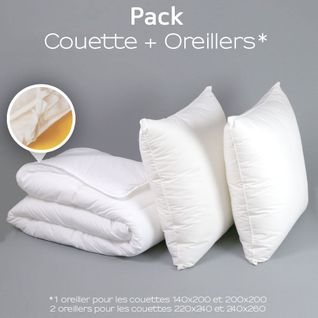 Pack Couette 4 Saisons + Oreiller Medium Protection Active 220 X 240 Cm Blanc