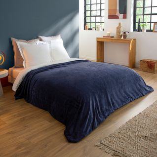 Couverture Polaire Extra Douce Coloris Bleu 240 X 260 Cm Bleu Foncé