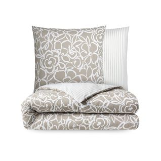 Pack Housse De Couette + Taie(s) D'oreiller Coton Emilie 140 X 200 Cm Marron, Beige