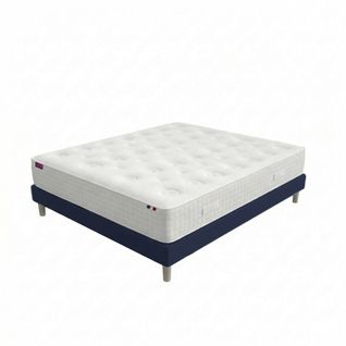 Ensemble Lit - Matelas Ressort + Sommier - Bleu Plénitude 160 X 200 Cm Bleu Foncé