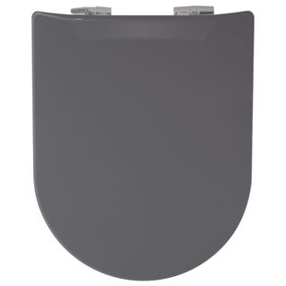 Abattant Uni Wood Slim Double Avec Descente Assistée - 36.5x48 Cm - Gris Souris