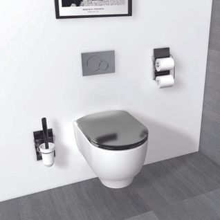 Abattant Olfa Wood Slim à Descente Assistée - Effet Métal - 47.5x36.5 Cm - Gris Anthracite