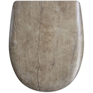 Abattant Easy Clip Avec Descente En Chêne Vieilli Mat - 38x49.5 Cm - Marron Foncé