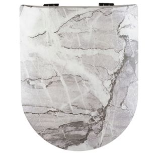 Abattant Wood Slim Déclipsable Au Style Marbré - 36.5x47.5 Cm - Gris Clair