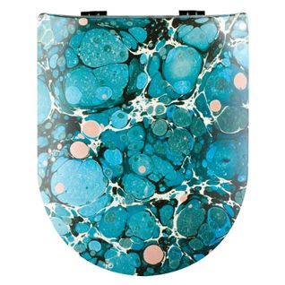 Abattant Wood Slim Avec Descente Assistée Au Style Pierre Précieuse - 47.5x36.5 Cm - Bleu