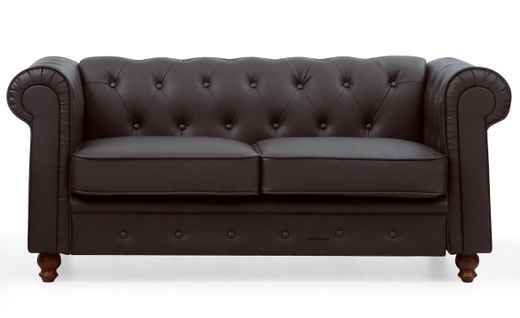Grand Canapé 2 Places Chesterfield Marron