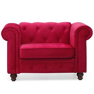 Grand Fauteuil Chesterfield Velours Rouge