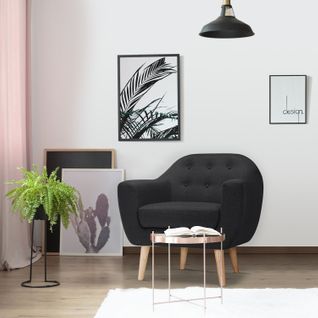 Fauteuil Scandinave Tissu "lopy" 78cm Noir