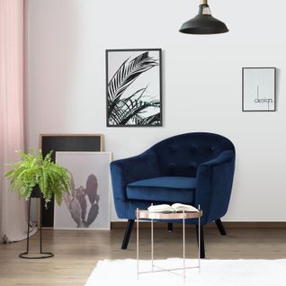 Fauteuil Scandinave Savoy Velours Bleu