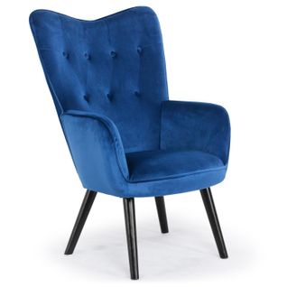 Fauteuil Scandinave Klarys Velours Bleu