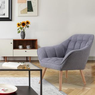 Fauteuil Scandinave Zentao Tissu Gris Clair