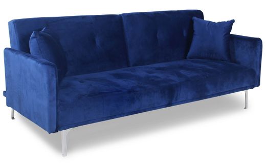 Canapé Convertible Clic-clac 3 Places Carla Velours Bleu