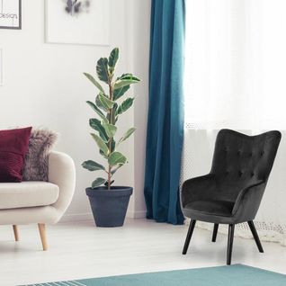 Fauteuil Scandinave Klarys Velours Noir