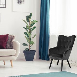 Fauteuil Design En Velours "artic" 100cm Noir