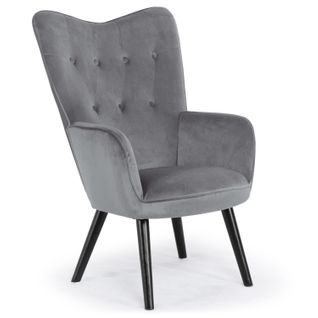 Fauteuil Scandinave Klarys Velours Gris