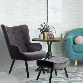 Fauteuil Et Pouf Scandinave "nomi" 100cm Noir