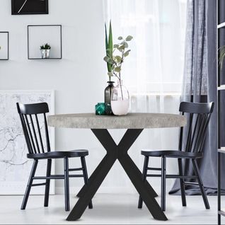 Table Ronde Extensible Myriade Noir Et Effet Béton