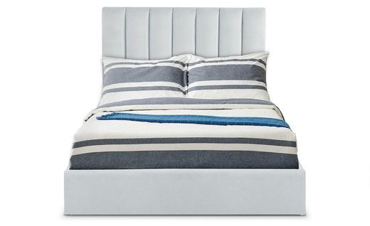 Lit Coffre Songe + Sommier Velours Argent 140x190 cm