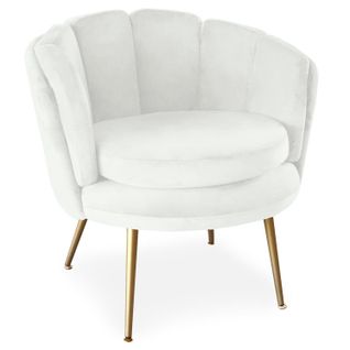 Fauteuil Arrondi Brenda Velours Blanc