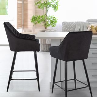 Lot De 2 Chaises De Bar Veronika Velours Noir
