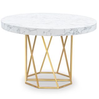 Table Ronde Extensible Yasmina Effet Marbre Et Pieds Or