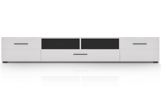 Meuble TV Moderne Avec Tiroir Et 2 Portes Biancom L200cm Blanc Brillant