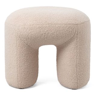 Pouf Tendance Armania L46cm Tissu Bouclette Beige