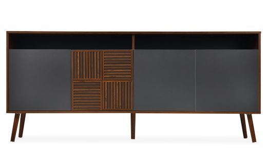 Buffet Moderne Avec Portes Battantes Jarvis Bois Foncé Et Gris