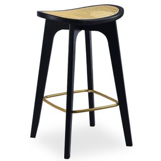 Tabouret De Bar Yokori En Cannage Et Bambou Noir
