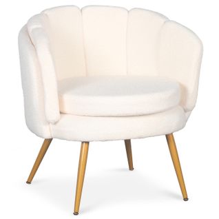 Fauteuil Arrondi Brenda Tissu Bouclette Beige