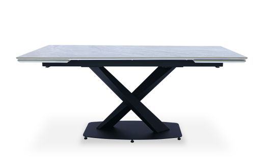 Table Extensible Moderne Valorane Céramique Effet Marbre Gris Pieds Noir