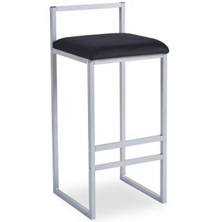 Tabouret De Bar En Métal Drakkar Argent Et Velours Noir