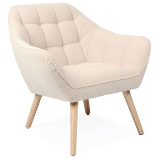 Fauteuil Scandinave Zentao Tissu Bouclette Beige