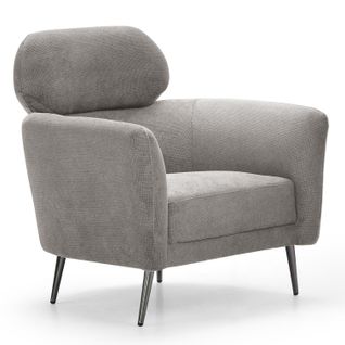 Fauteuil Moderne Avec Haut Dossier Damigal Tissu Doux Gris