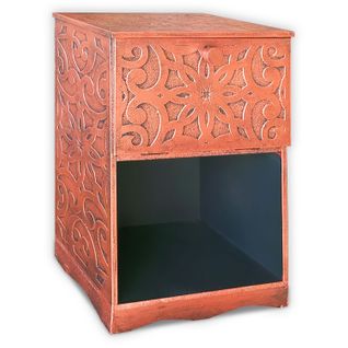 Table De Chevet Style Oriental Bois Sculpté 1 Porte Monbolyto Bois Cuivre