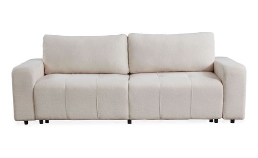 Canapé Convertible 3 Places Cloudy Tissu Bouclette Crème