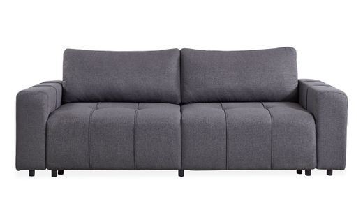 Canapé Convertible 3 Places Cloudy Tissu Effet Lin Gris Foncé