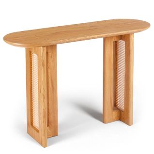 Console Avec Cannage 40x120cm Bohemia Chêne Clair Et Rotin