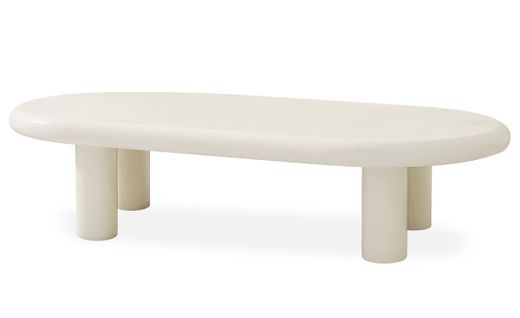 Table Basse Arrondie 160cm Avec Pieds Colonnes Roady Crème